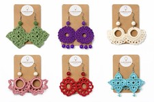 Handmade Crochet Earrings Boho Dangle Lightweight Statement Jewelry