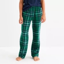 NEW Size XXS 4/5 North Pole Trading Co. Fleece Pajama Pants Plaid Green/Navy