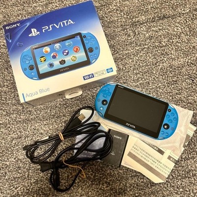 USED PS Playstation vita Wi-Fi model AQUA BLUE with all items ZA23