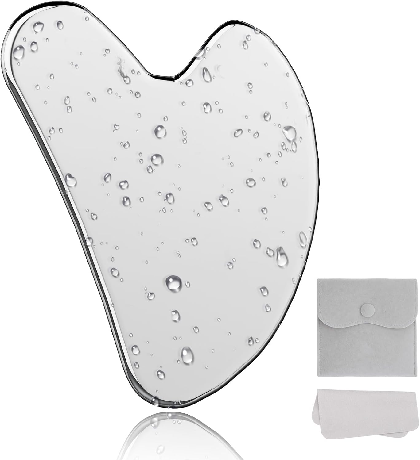 Gua Sha Viso, Strumento Massaggia Viso Acciaio Inox, Viso Lifting, Scheda Gua Sh