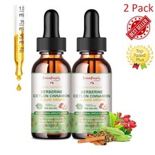 2 Pack Berberine Ceylon Cinnamon Liquid Drops 1500mg PER SERVING 120ml