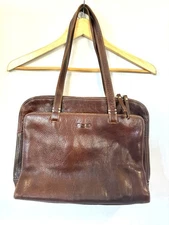 ELLINGTON Brown Distressed Leather Laptop Shoulder Bag Unisex
