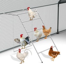 Metal Chicken Coop Perches w/Swing Chicken Roosting Bar Run Toys Ladder Backyard