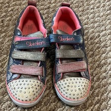 Skechers Size 2 Girls Kids' Sparkly Blue and Pink Sneakers Preloved