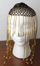 Cleopatra Egyptian Gold Beaded Mesh Headpiece Halloween Costume 14"