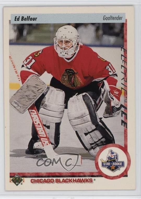 1995-96 Upper Deck 5th Anniversary Electric Ice Ed Belfour #216 HOF 05cx
