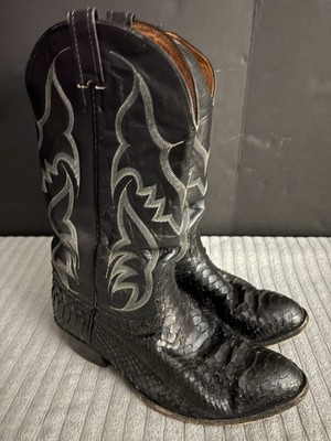 Vintage Nocona Boa Python Snakeskin Cowboy Boots 10 EEE Back Cut USA Made