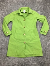 Old Navy Green Trench Coat Womens Size Medium Cotton Y2K Button