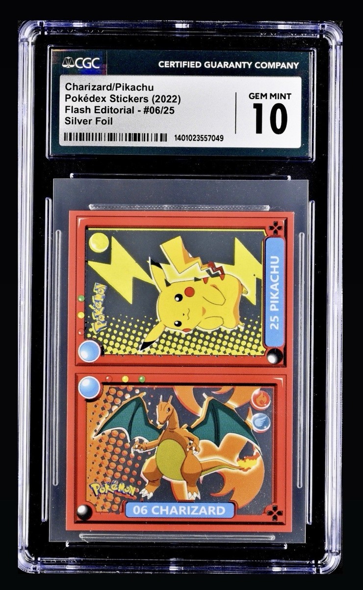 Charizard Pikachu Silver Foil Red Pokedex Sticker Pokémon 2022 CGC