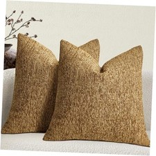 Couch Decorative Throw Pillow Covers 18 x 18 18" x 18" Pack of 2 Golden Brown