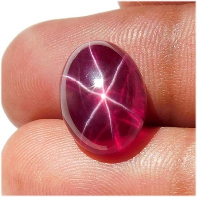 Natural Red Ruby Star 6 Rays Oval Cabochon Loose Gemstone 09.35Cts.