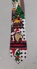 Vintage 1995 Looney Tunes Mania 100 Silk Christmas Tie 8169 Taz Bugs Daffy