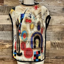 Vintage Sterling Styles Stretch Top Joan Miro Inspired Art Print. Women Size M/L