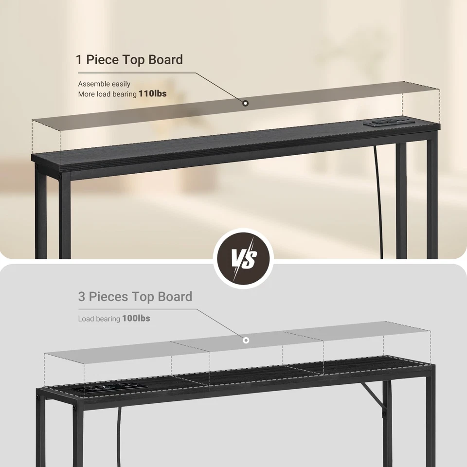 Pack de 2 Mesa Sofá Consola Estrecha de 5.9" con Tomas de Corriente, 5.9" Dx39.4 Wx31.1... Foto 4 de 4