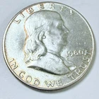 1960 Franklin Silver Half Dollar - 90% Silver- Circulated Coin #5466