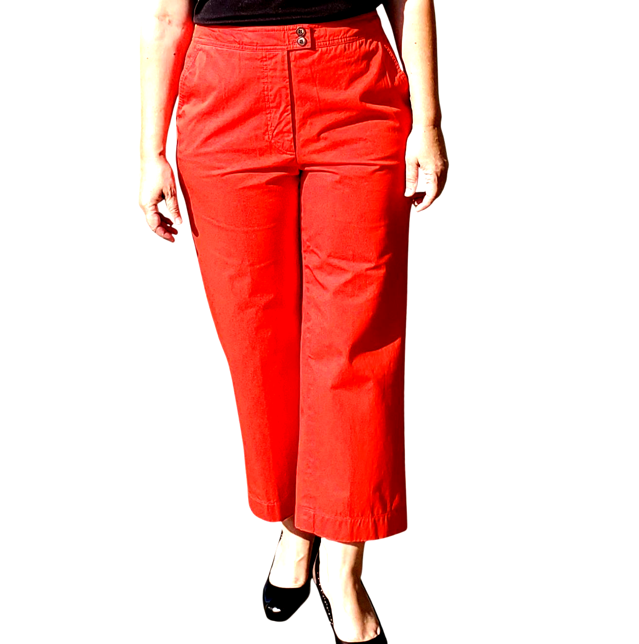 BODEN Women's Red Cropped Pants Medium 4 NWOT Flat Front Pockets Casual Trousers