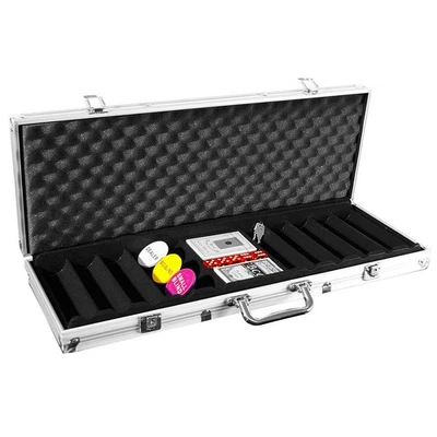 Pokerkoffer für 500 Poker Chips Poker Set mit Zubehör Pokerkarten Würfel Buttons - Bild 1 von 4
