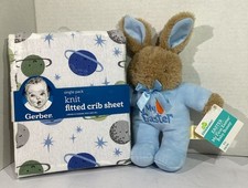 Gift Set Gerber Knit Fitted Crib Sheet  My First Easter Baby Bunny HGT1-115