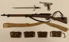 Vintage GI JOE SOTW Japanese accessories / Bayonet, rifle, pistol, belt Original