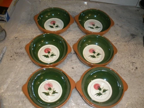 LOT OF 6 VINTAGE STANGL POTTERY THISTLE DISHES