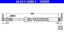 2x Bremsschlauch ATE 24.5111-0495.3/2x für PEUGEOT 306 7A 7C N3 N5 7B Break 7E