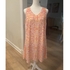 LOFT Womens Sleeveless V-Neck Geometric Lined Knee-Length Sundress Size S