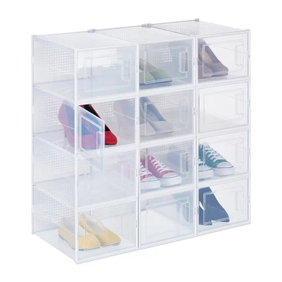 Boîte à chaussures aération pliable boîte de rangement pour chaussures 12 unités - Photo 1/4
