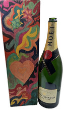 Moet & Chandon Champagne Bottle XL Empty Jeroboam 3Ltr w/ Painted Wood Crate