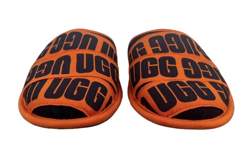 UGG SCUFF GRAPHIC NAVY ORANGE BAND SLIPPERS US SIZE 8