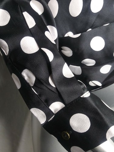 Heartlooom Top Women's Polka Dot Black White Long Sleeve Size Small - Picture 4 of 11