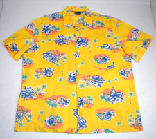 Hawaiian Shirt VTG Size M/L 60s 70 Triumph California Yellow Blue Teal Floral