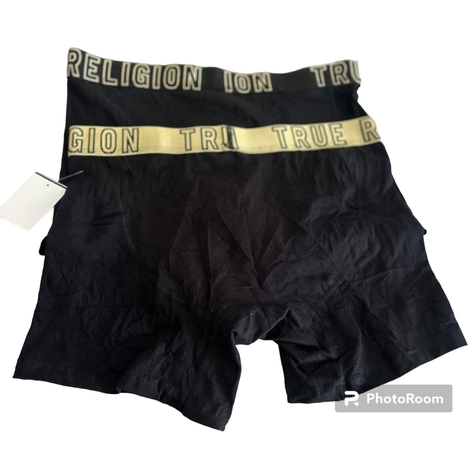 True Religion Boxer Briefs for Men 2 pack NWT Size Large Black and Gold
