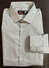 J Ferrar Mens Dress Shirt Slim Stretch Small S 14-14.5 32/33 Geo New FastShip