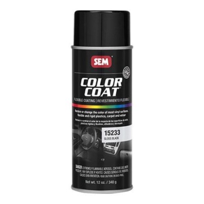 SEM 15233 Color Coat Gloss Black Vinyl Spray Auto Paint 12 oz. SEM 15233