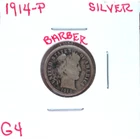 1914 PHILADELPHIA BARBER SILVER DIME IN GOOD CONDITION