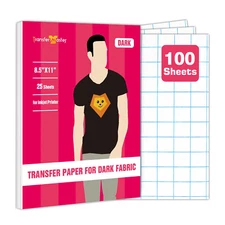 100 Sheets Bulk Inkjet Printable Heat Transfer Paper DARK Cotton Iron-on 8.5x11