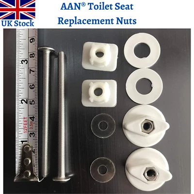 Toilet Seat Replacement Bottom Fixing Bolt Back Nuts, Screw Washers Kit by aan®