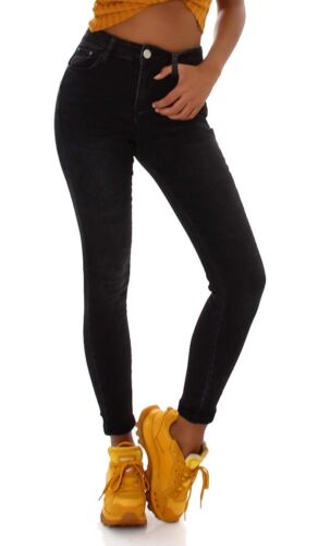 NEU Damen Slim Fit Stretch High Waist Röhren Skinny Jeans Hose 34 - 42 schwarz - Bild 1 von 1