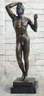 Signed Rodin Nude Male Bronze Marble Sculpture Figurine Art Deco Home Decor Sale