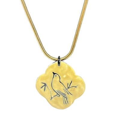 Eisenberg Enamel Bird Necklace Pendant With Chain Vintage Signed Gold Tone Retro