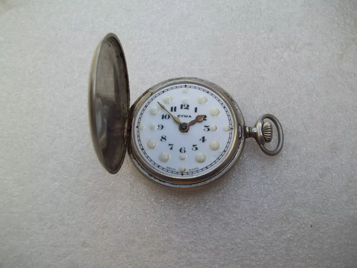 Vintage Cyma Braille Hunter Pocket Watch