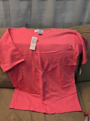 Sutton Studio Bloomingdale's Rose Pink Cotton Knit Short Sleeve Top NWT 