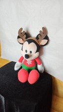 Disney Holiday Mickey Mouse Plush w/ Reindeer Antlers Snowflake 14  Stuffed
