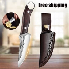 Kitchen Japan Chef Knife Butcher Boning Knife Meat Cleaver Viking Knife w/Sheath