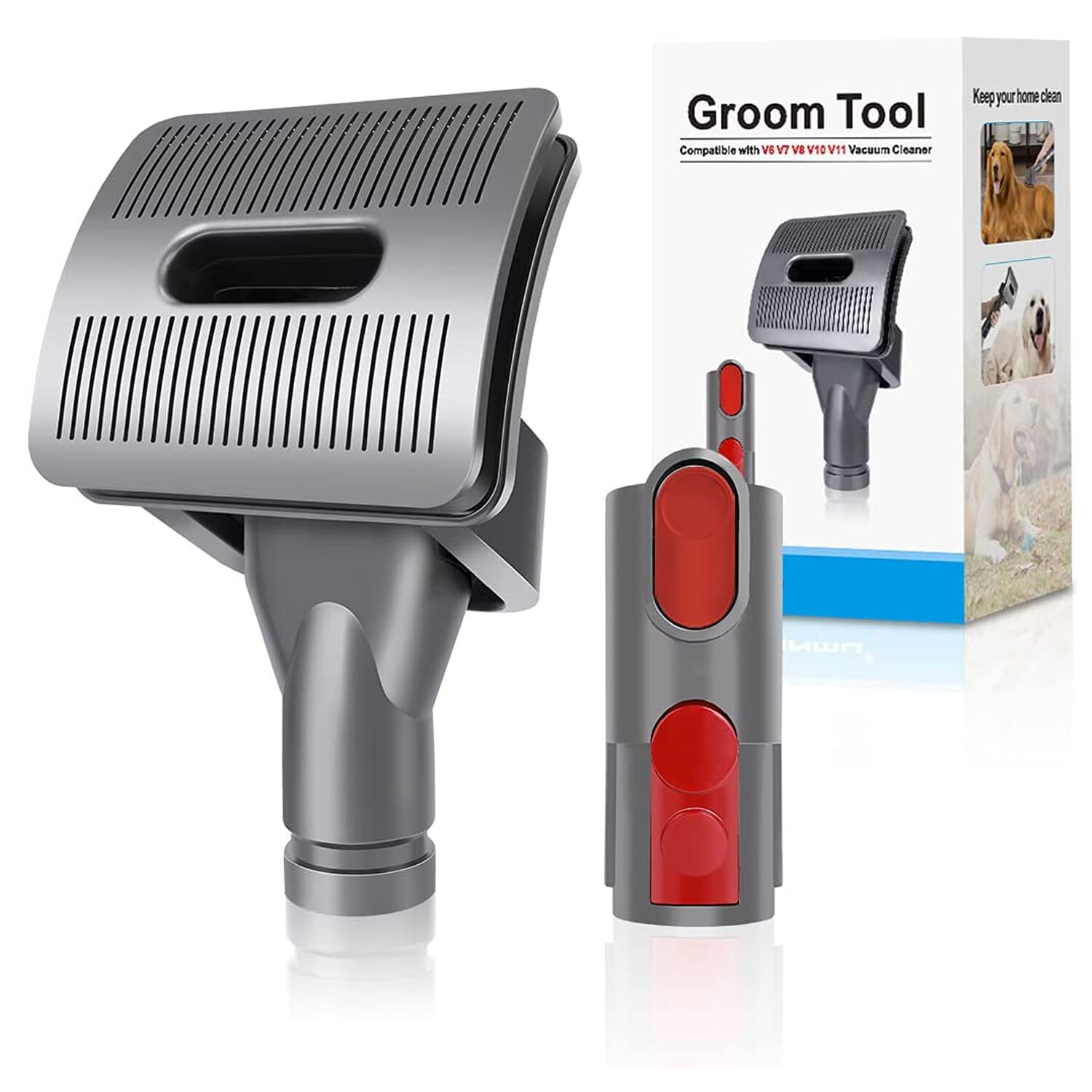 E.LUO Dog Grooming Tool for Dyson V7V8V10V11 V15 - Vacuum Pet Hair Brush No Hose