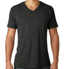 2 Pack Men's T shirt -Next Level Tri-Blend V-neck tee shirt Vintage Black #6040