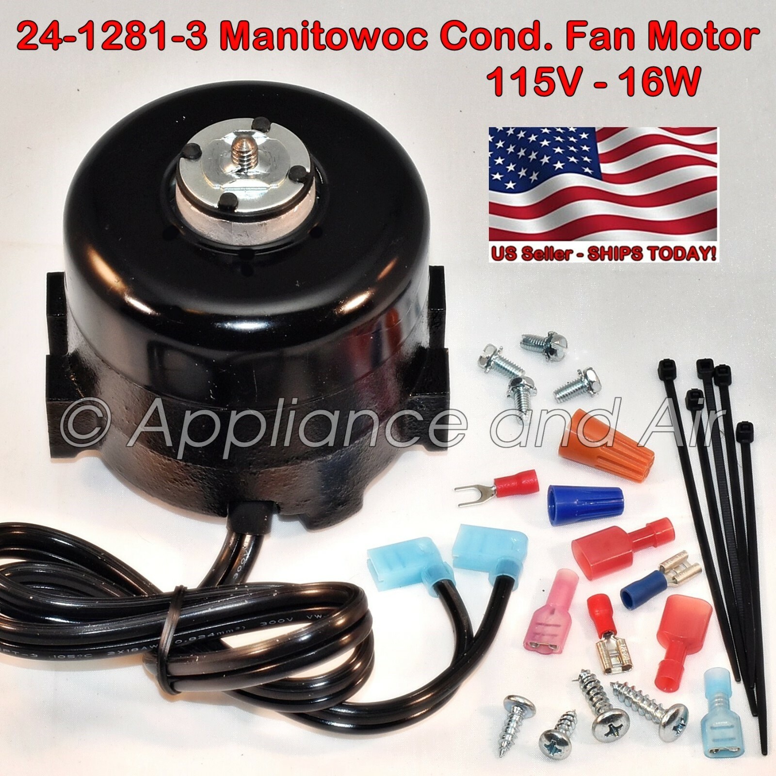 2412813 Manitowoc Condenser Fan Motor 115V 16W, 2412813 ships TODAY
