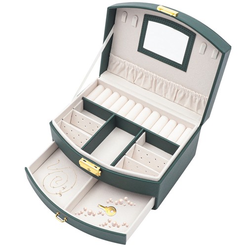 Large Jewelry Storage Case Jewelry Box Organizer for Women Girls with 2 Drawers - Picture 8 of 8