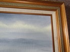 Original Oil Painting canvas Foggy Coast ocean Seascape 29.5X17.5 framed signed — photo 7