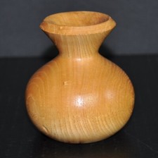 Vintage Wood Turned Bud Vase - Light Wood - 3 1/2 Tall - 3 Diameter